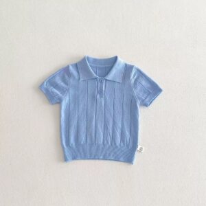 Blue knitted polo Top