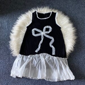 UK black and white Top with Bow