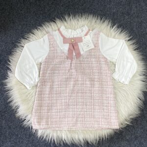 Pink Tweed Bow Gown Set
