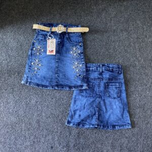 Girl’s Embellished Blue Denim Skirt