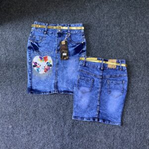 Girls Blue Denim Skirt with Belt