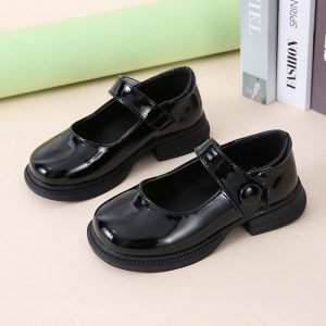 Girls black school shoe