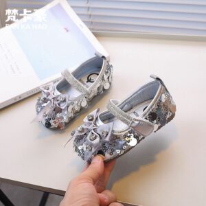 Silver shiny cover shoe